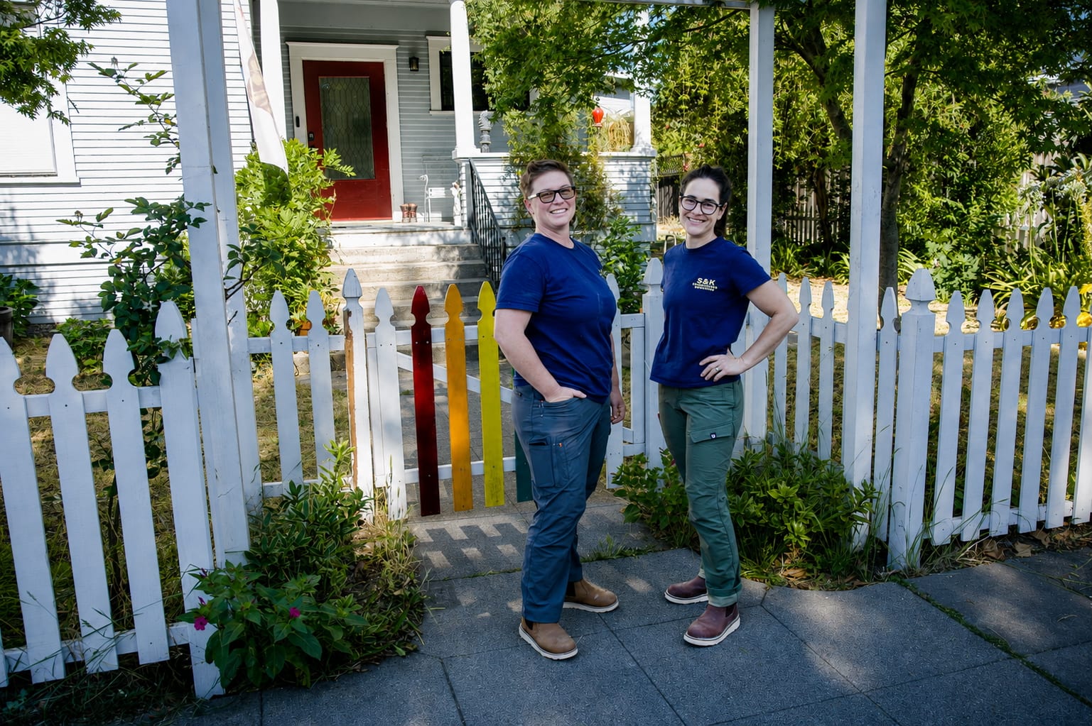 SJ and Lisa outside a Sonoma County home ready for service